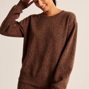 Abercrombie Soft A&F Leopard Sweatshirt Brown Animal Print M